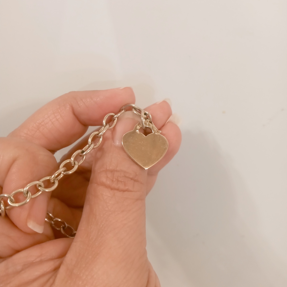 Vintage sterling silver gold veirmel heart bracelet